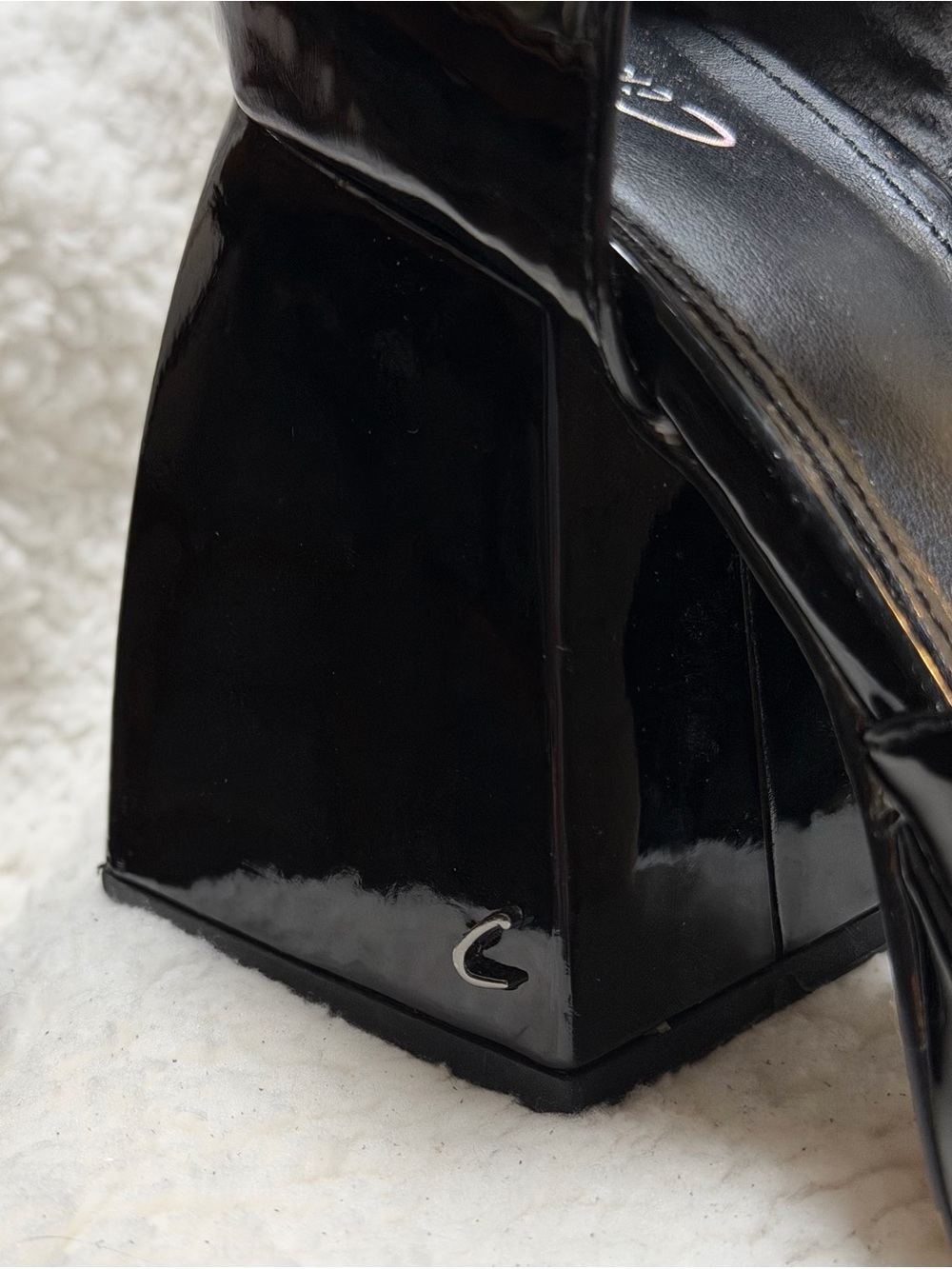 Circus by Sam Edelman Women's Black Patent Square Toe Block Heel Buckle Size 8 - Picture 2 of 12